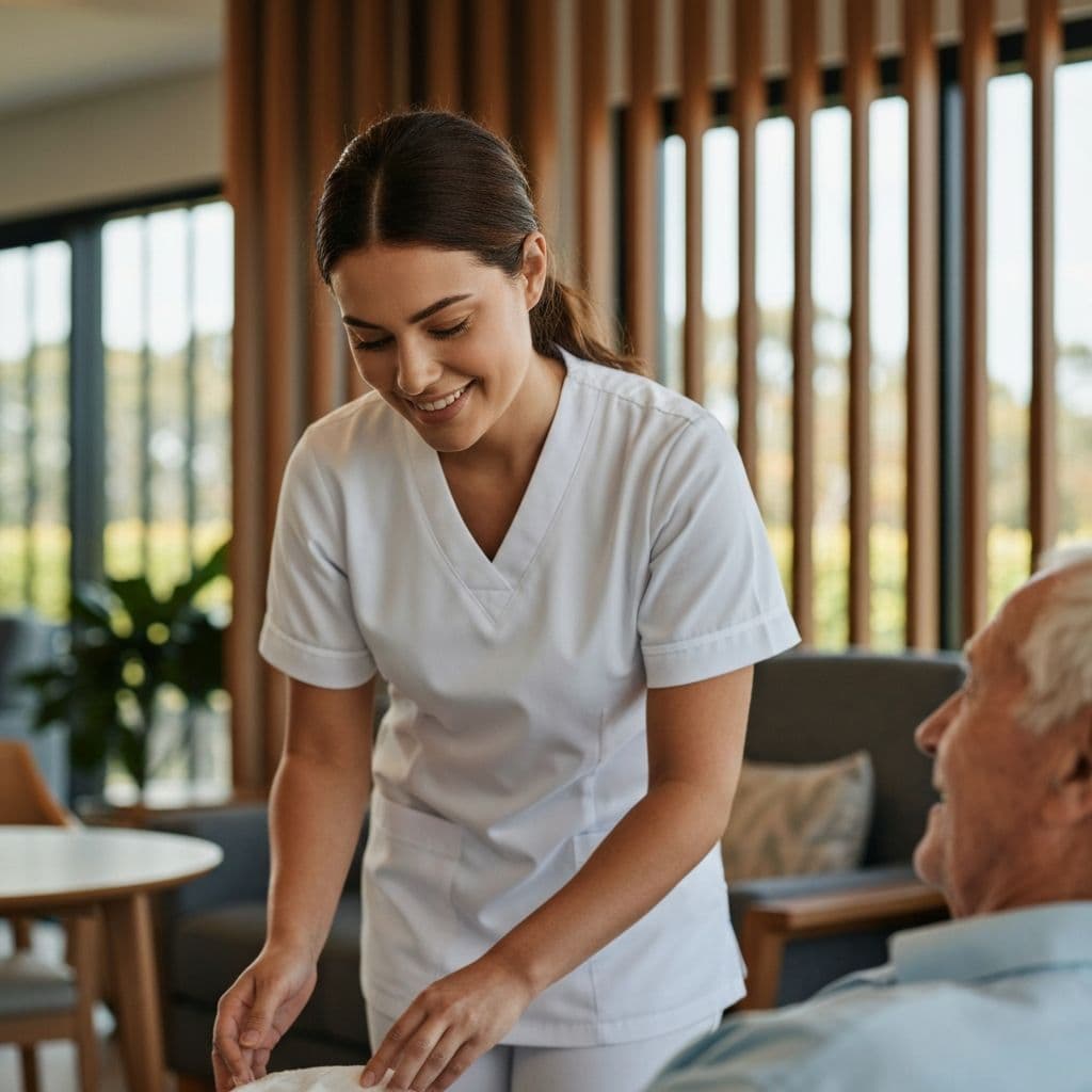 Healthcare worker in aged care facility